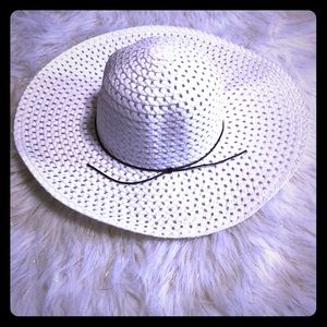 Boho white floppy straw hat